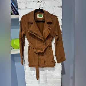 Anthropologie Everyday Moto Jacket Womens Small‎ Cognac Asymmetrical Zip Belt